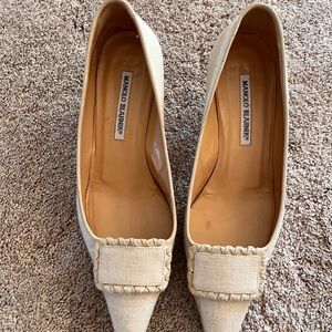 Manolo Blahnik linen Cream Women's Shoes size 39